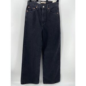 Levis Jeans Womens 27x32 Black Ribcage Wide Leg High Rise Denim Casual Premium